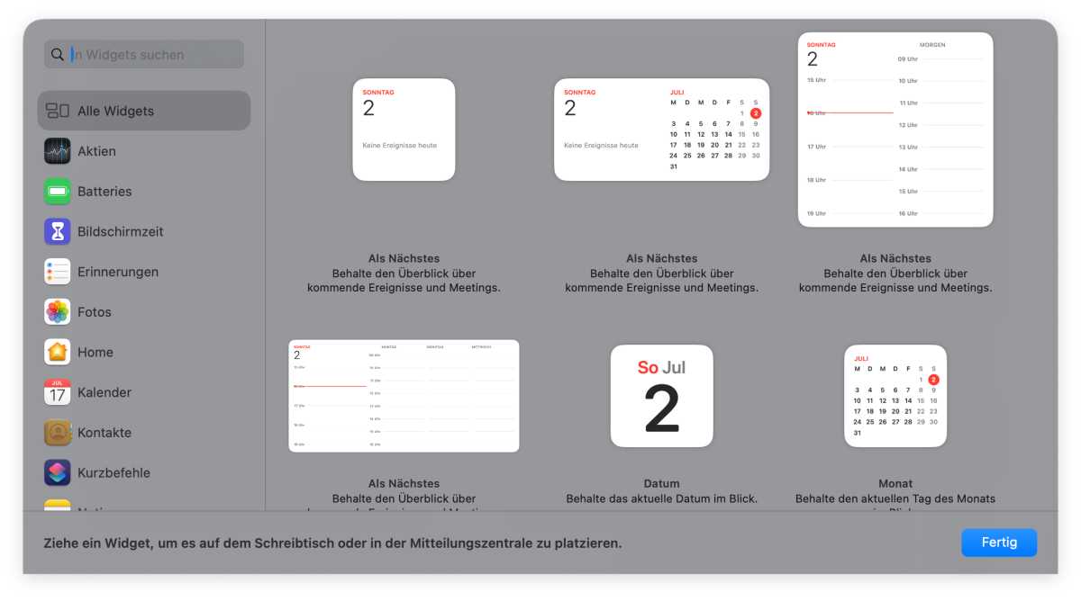 Widgets in macOS Sonoma konfigurieren