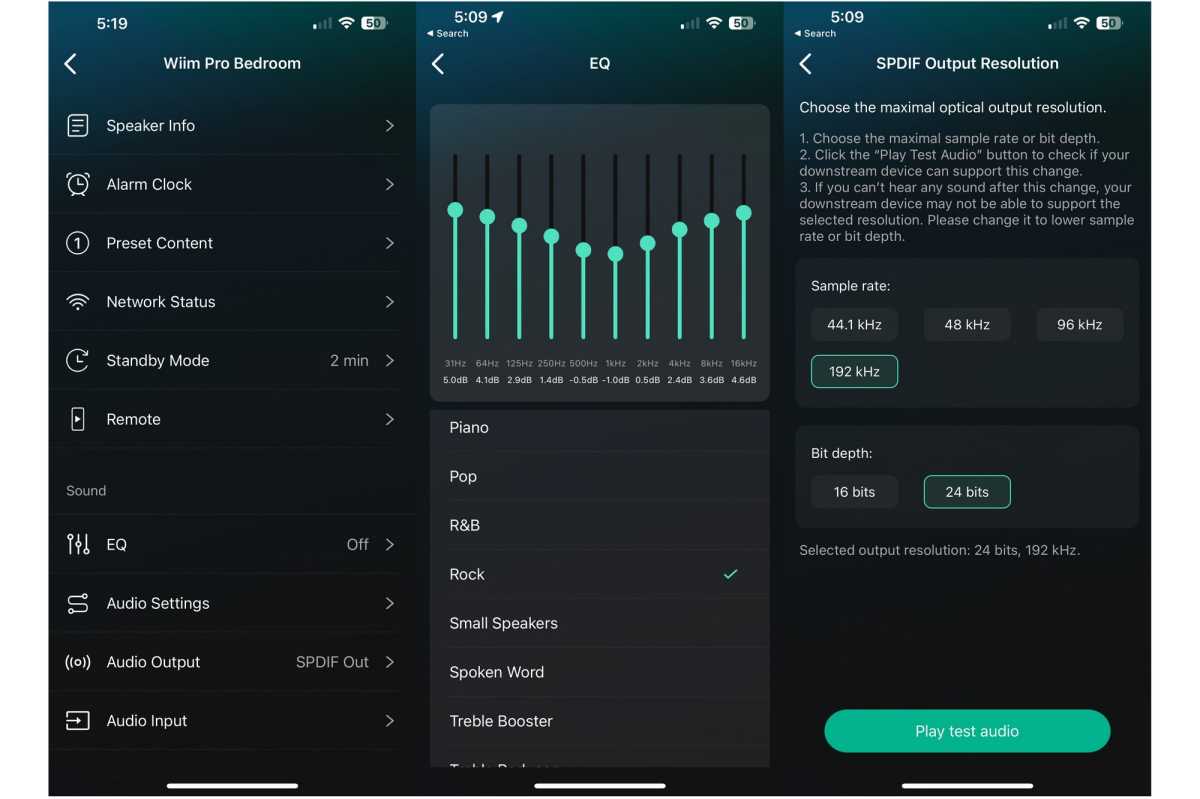 WiiM app device settings