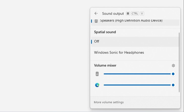 Windows 11 new volume mixer