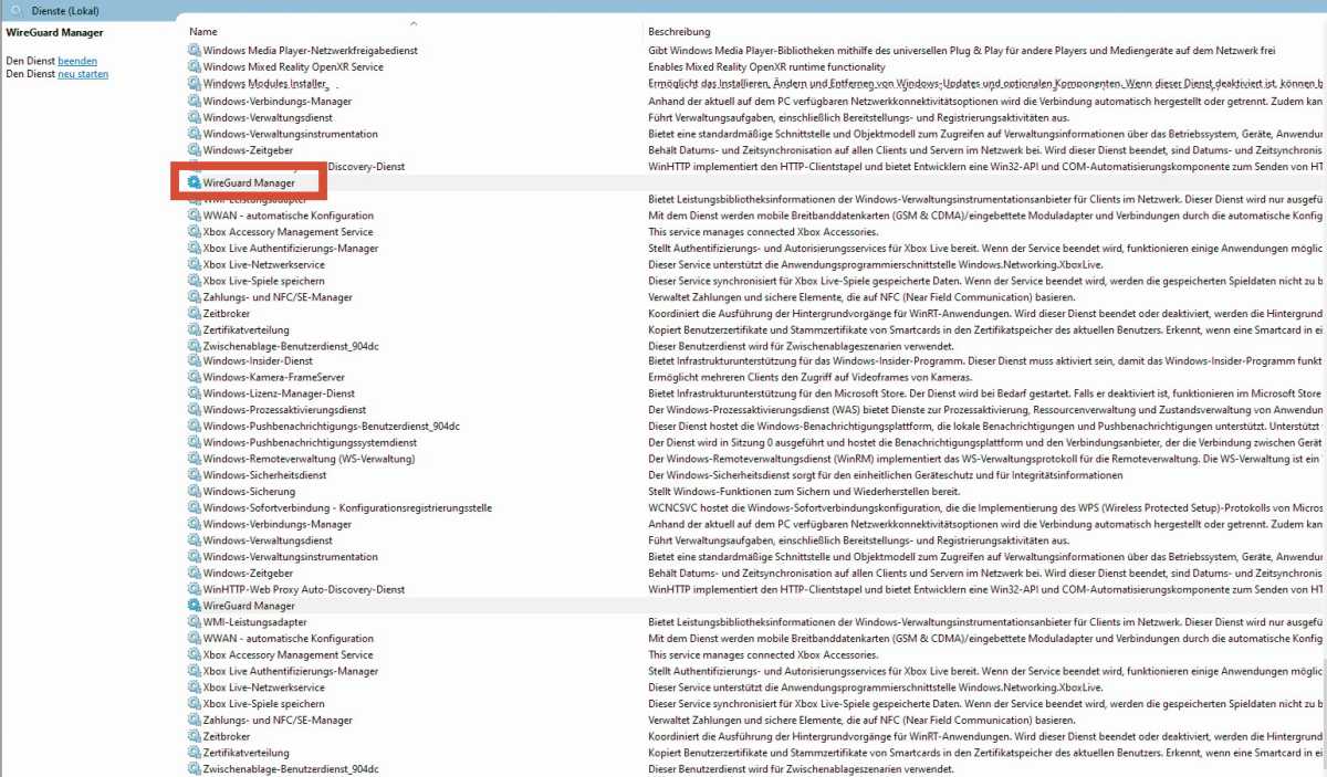 Wireguard - Dienste-App