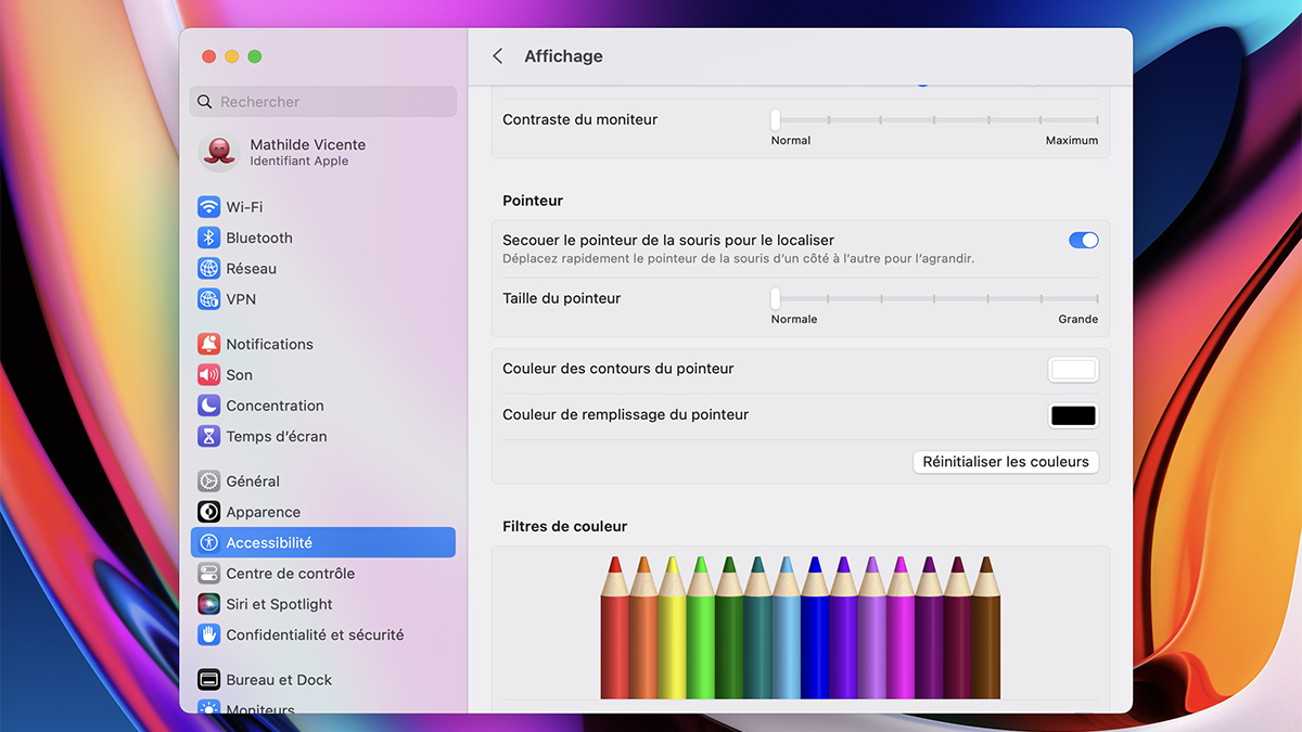 Dans macOS Monterey, on peut changer la couleur du pointeur de la souris