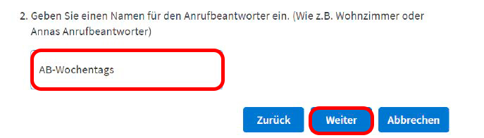 Namen für den Anrufbeantworter