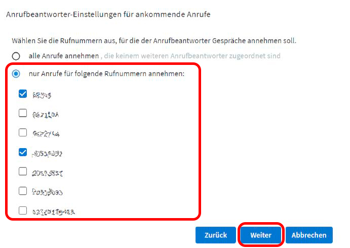 Rufnummern zuordnen