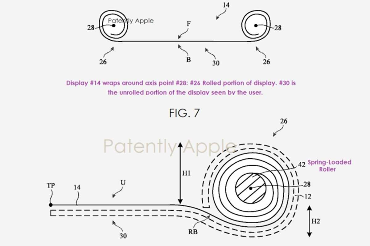 Patente de Apple para una pantalla enrollable