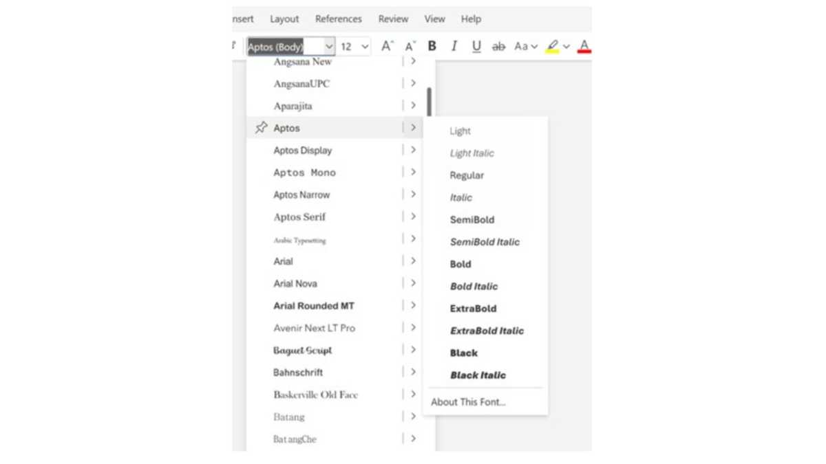 Aptos als neue Standardschrift für MS Office 365