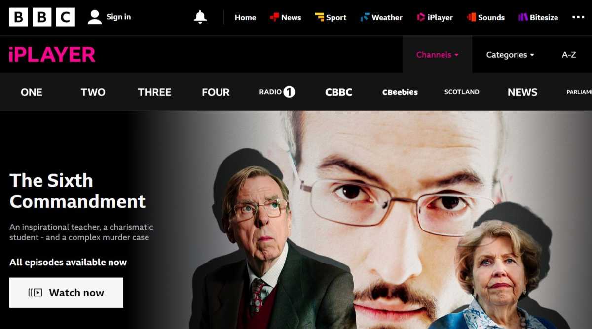 BBC iPlayer homepage