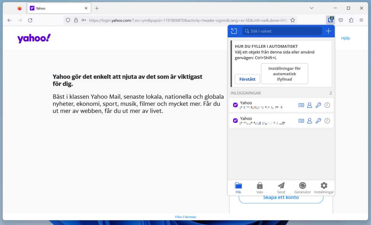 Bitwarden webbläsartillägg