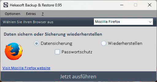 Mit Hekasoft Backup & Restore legen Sie schnell und einfach ein Backup Ihrer Browser-Einstellungen und Lesezeichen an.