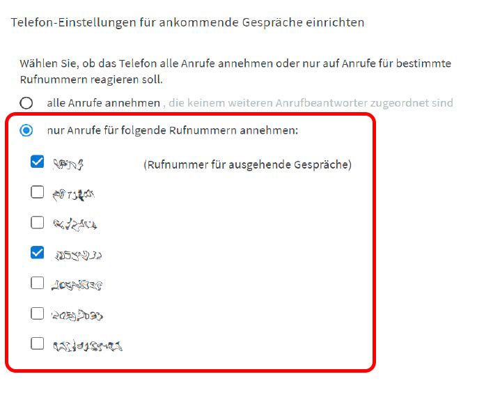Bestimme Rufnummern zuweisen