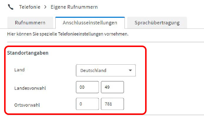 Vorwahlen einstellen
