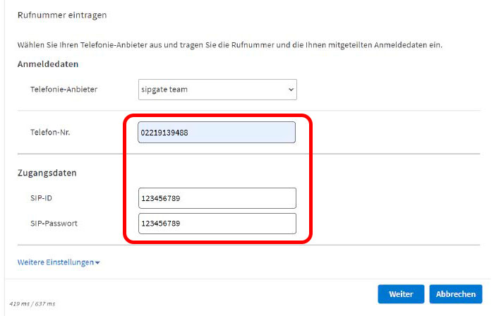 Spezialdaten eingeben