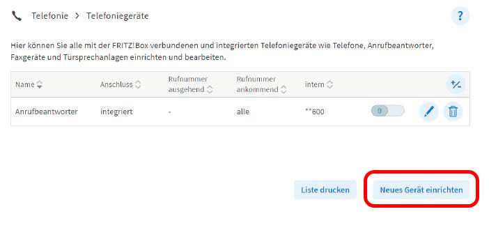 Neues Gerät einrichten