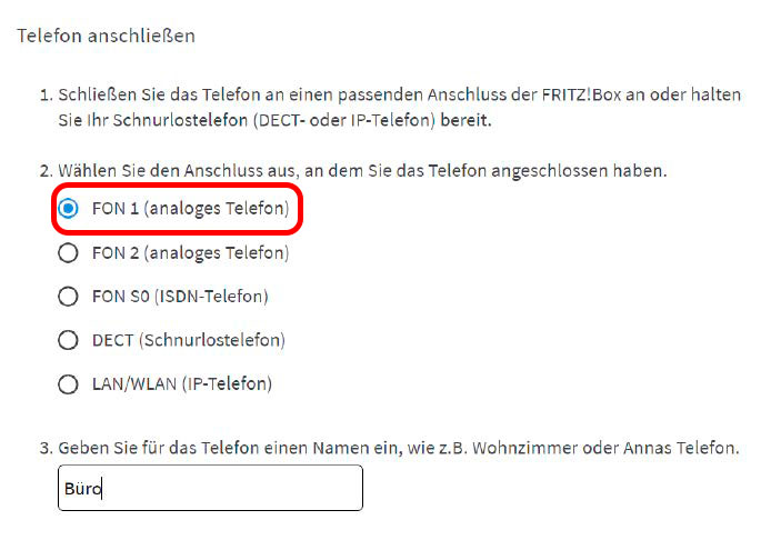 Anschlussart auswählen