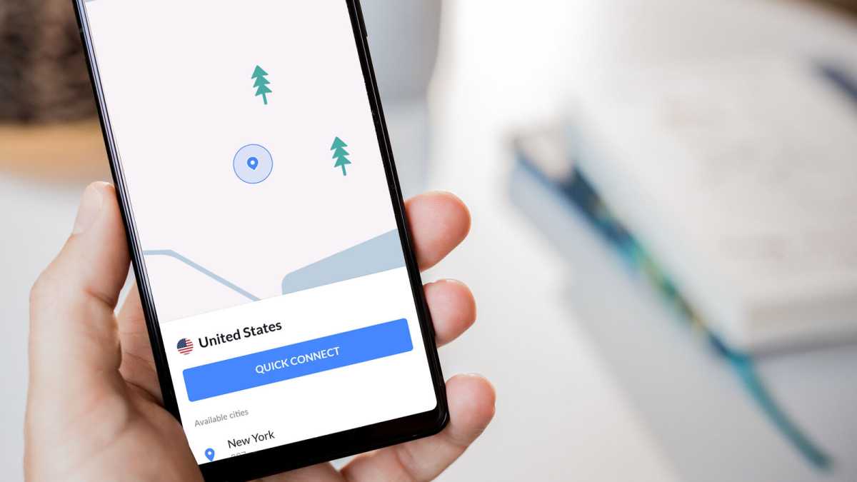 NordVPN on smartphone connected to United States