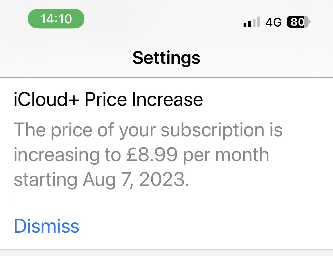 New iCloud prices
