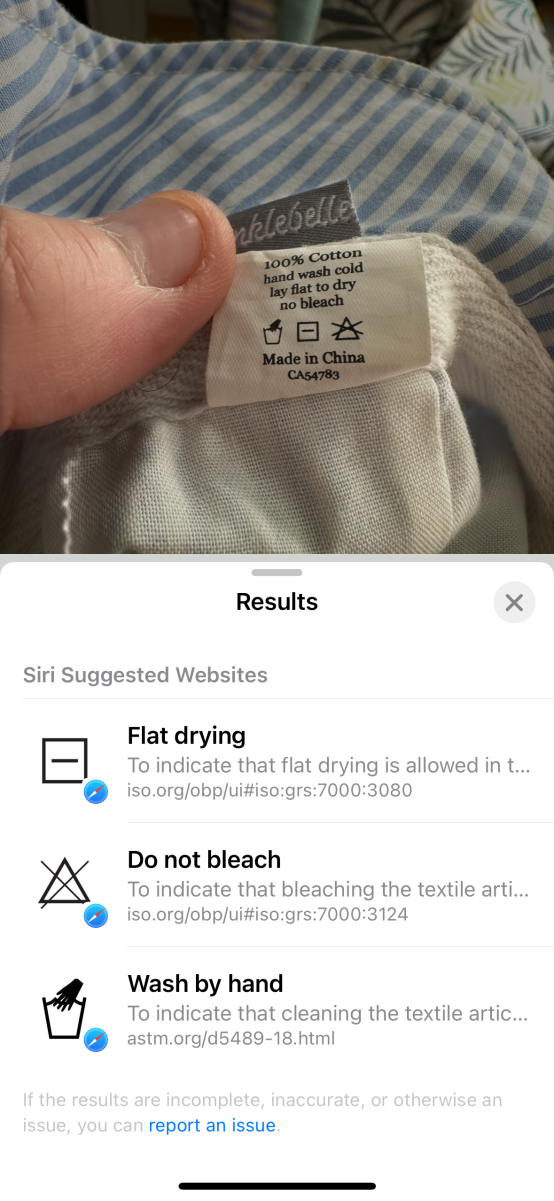 Visual Lookup of Laundry Codes in iOS 17