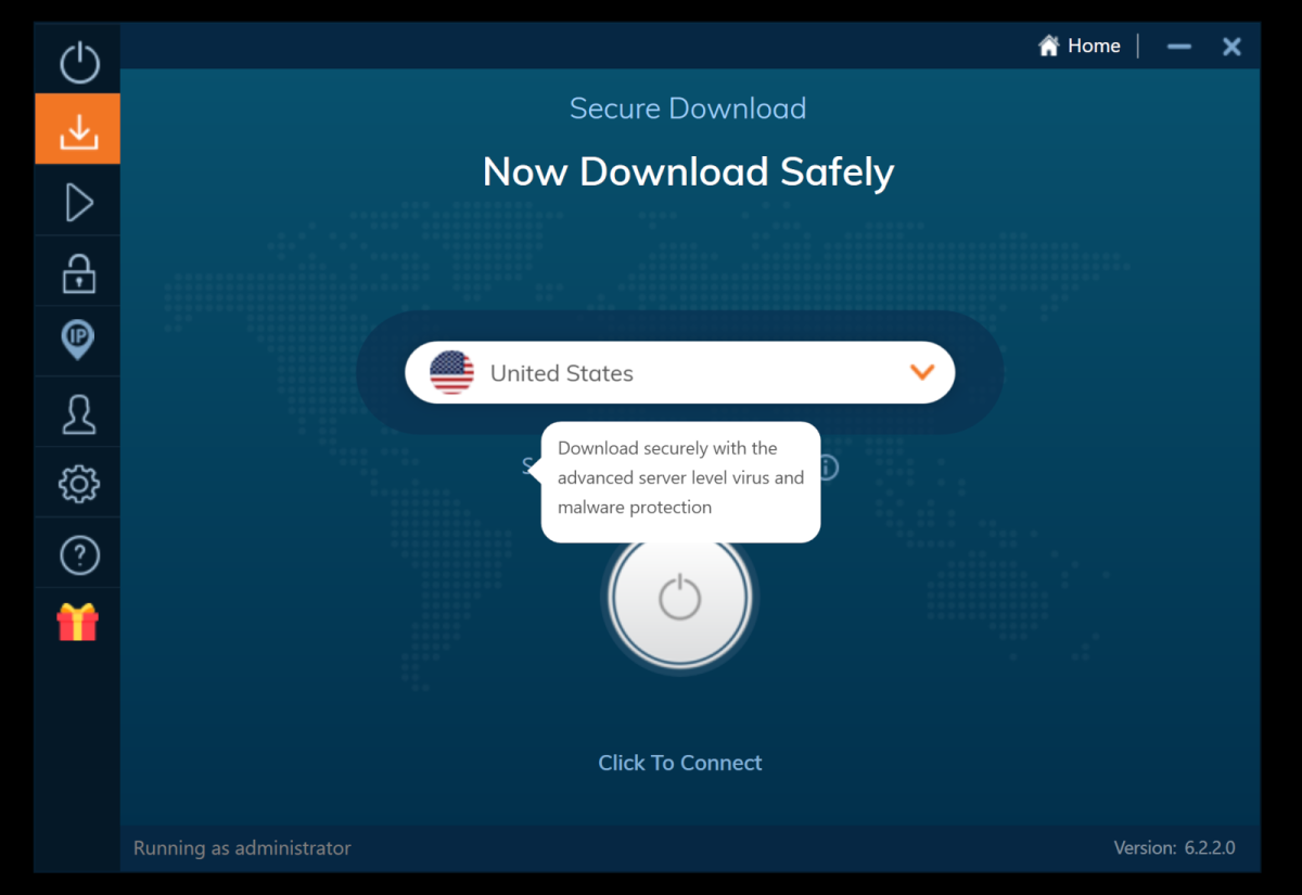 Ivacy VPN Windows app secure downloads menu