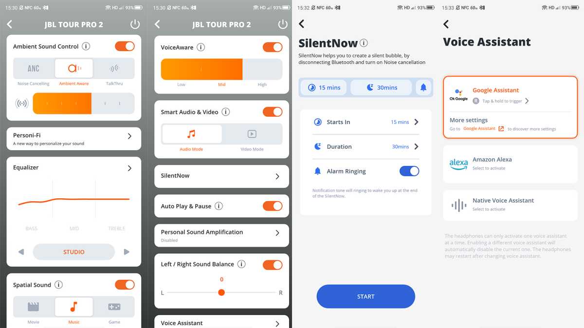 JBL Headphones Tour Pro 2 settings