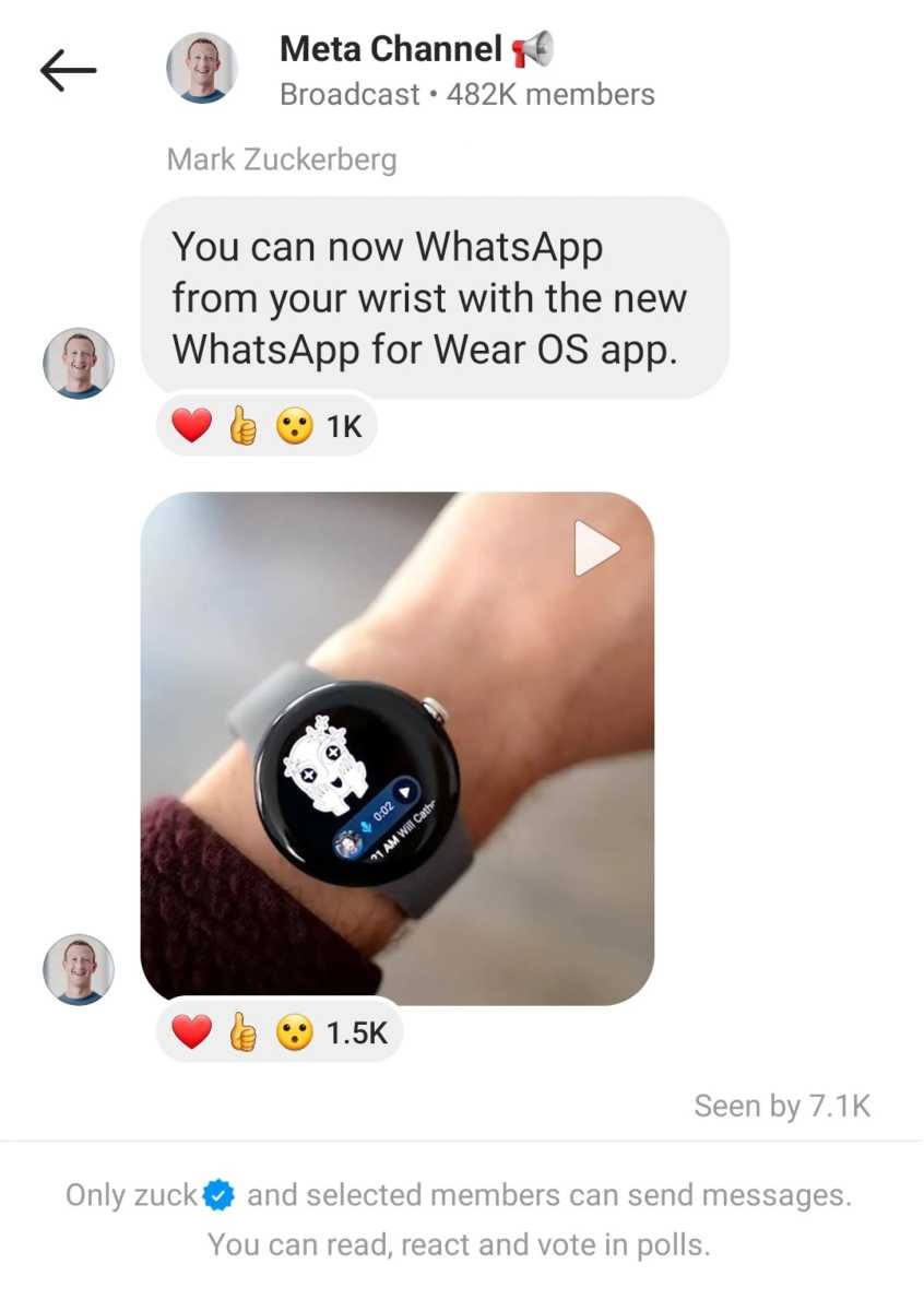 Mark Zuckerberg Whatsapp für Wear OS