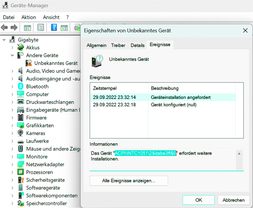 Gerätemanager - Unbekanntes Gerät