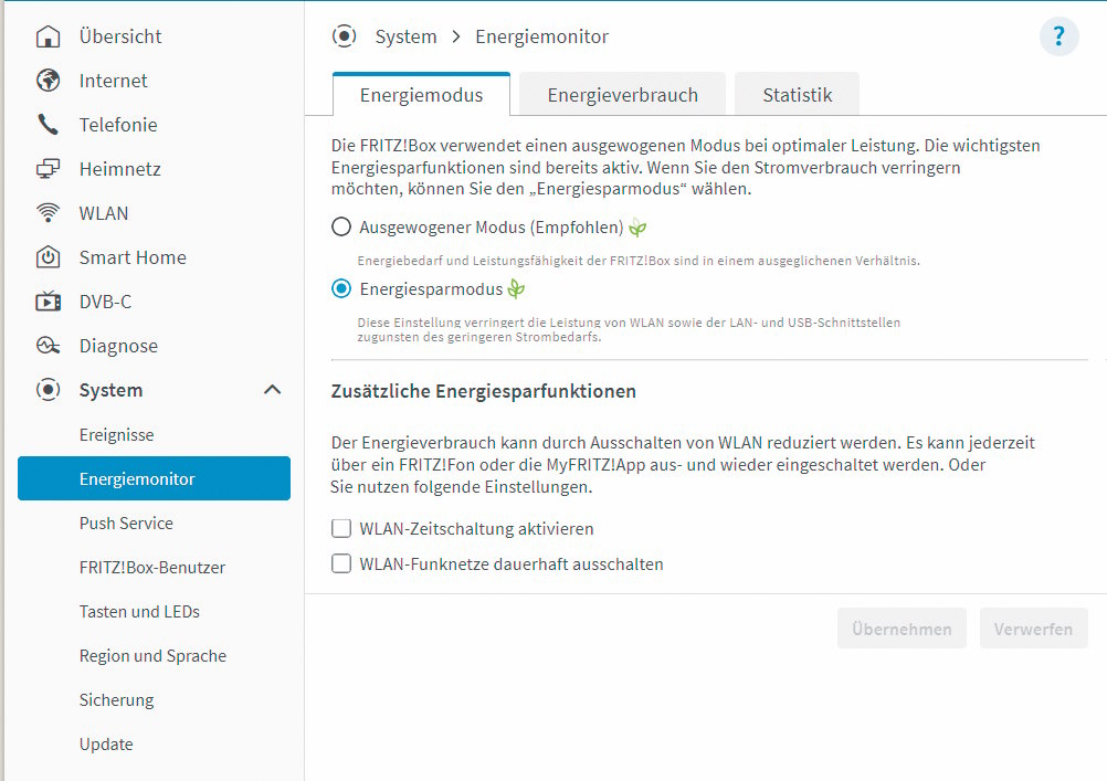 Fritzbox Energiesparmodus