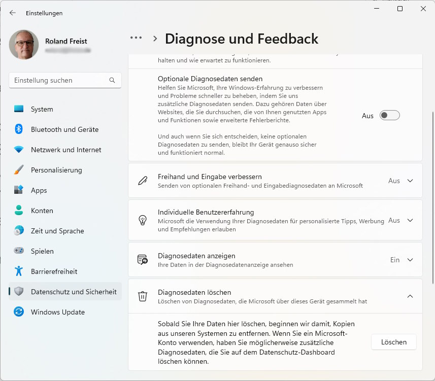 Windows Diagnose und Feedback