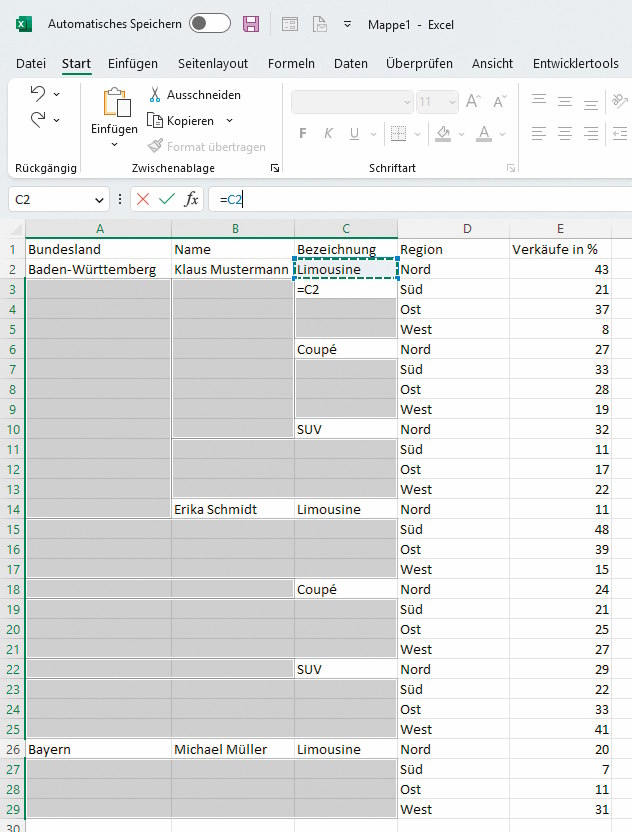 Excel - automatisch ausfüllen