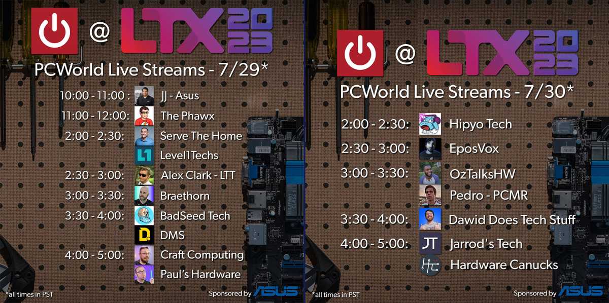 PCWorld live stream LTX schedule 