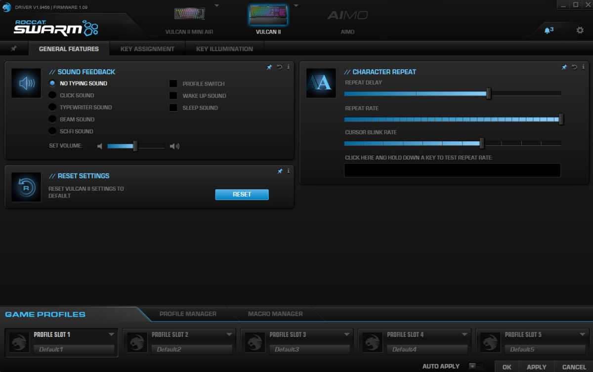Roccat Swarm typing sound