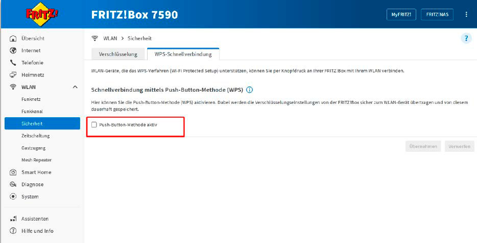 Wenn Sie WPS nach der Einbindung Ihrer WLAN-Clients nicht mehr benötigen, schalten Sie die Funktion am besten ab. Anderenfalls kann sie jeder nutzen, der Zugriff auf den Router bekommt.