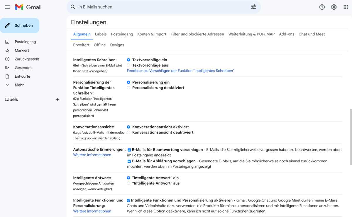 Gmail Einstellungen