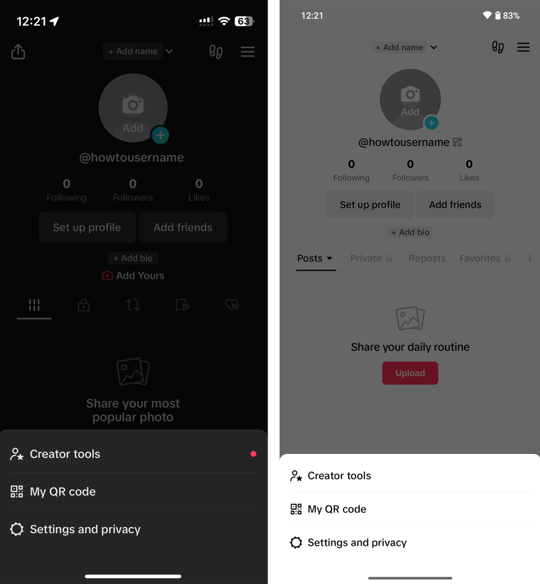 Screenshots of TikTok's Family Pairing process