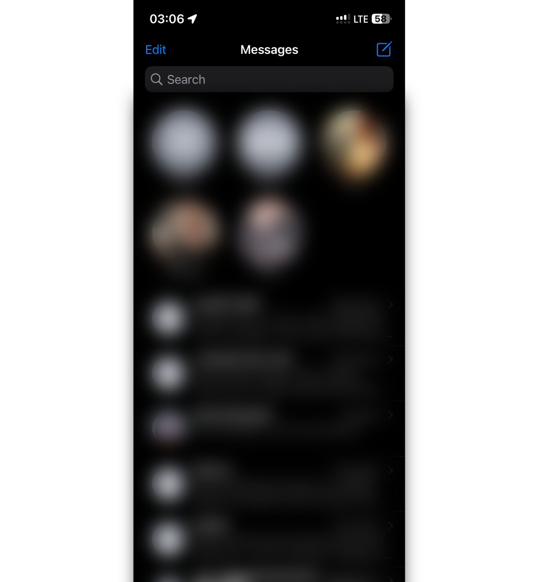 Screenshot of iMessage location sharing feature