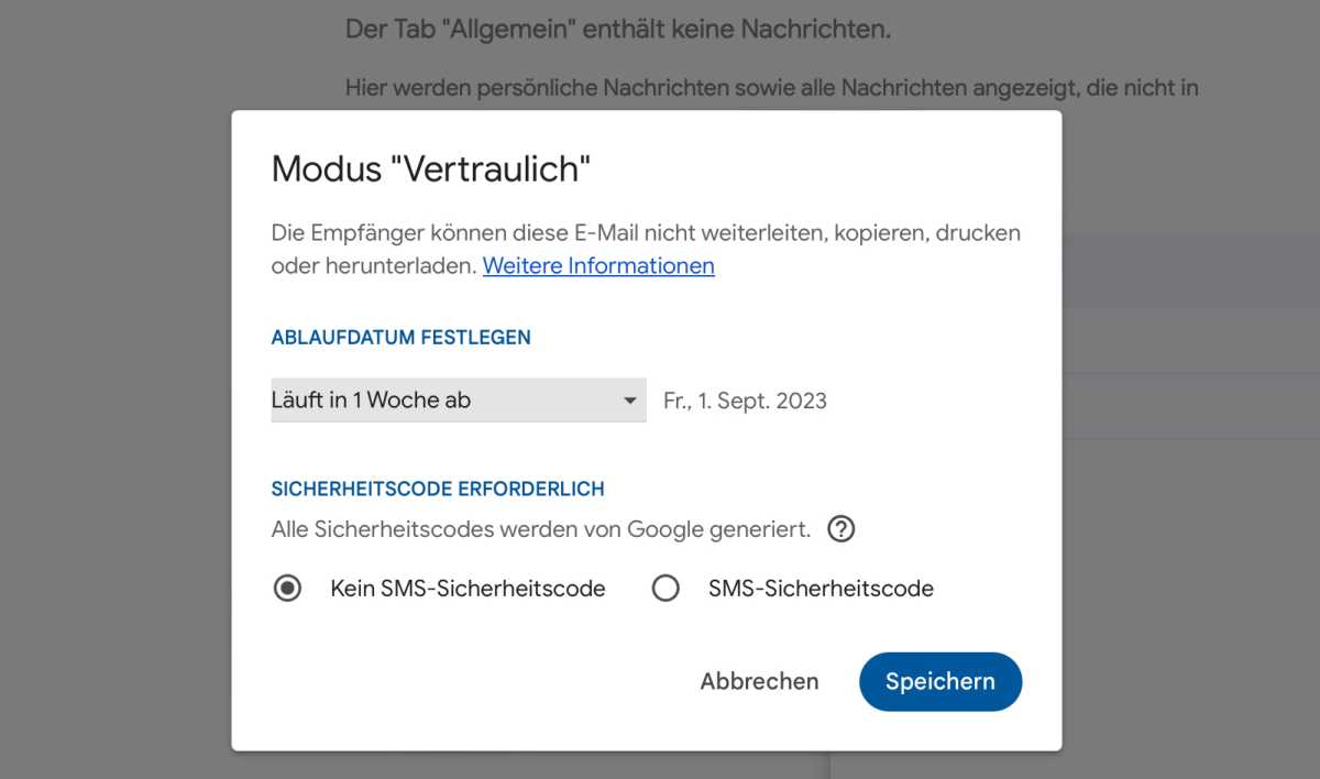 Gmail Vertraulich-Modus