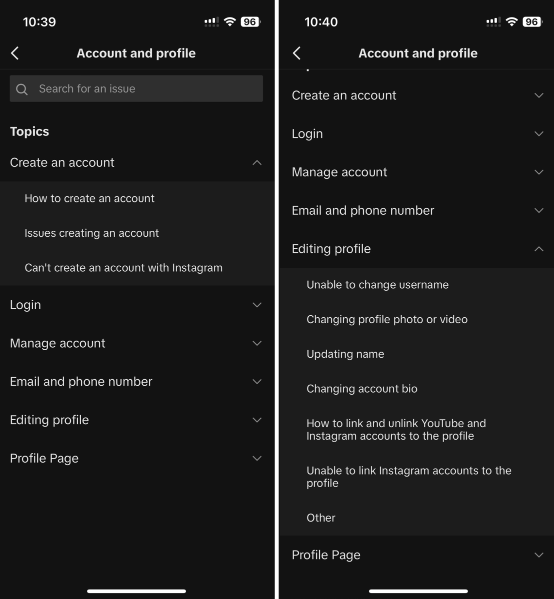 Screenshots if TikTok's Settings and Privacy options