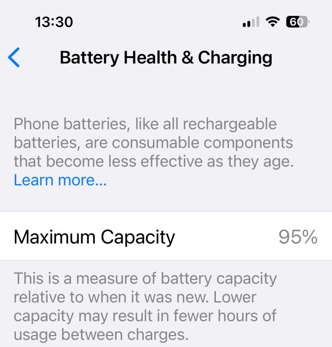 iPhone 14 Battery Health 95%
