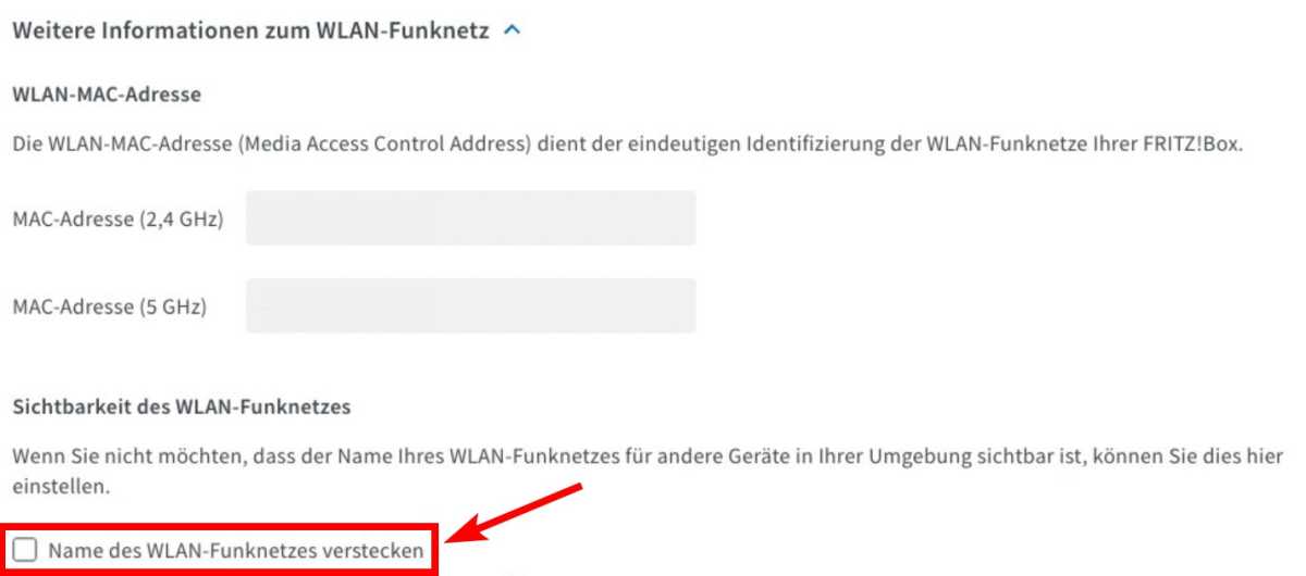 Fritzbox WLAN verstecken