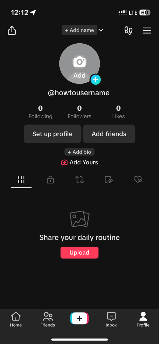 Screenshot of TikTok profile