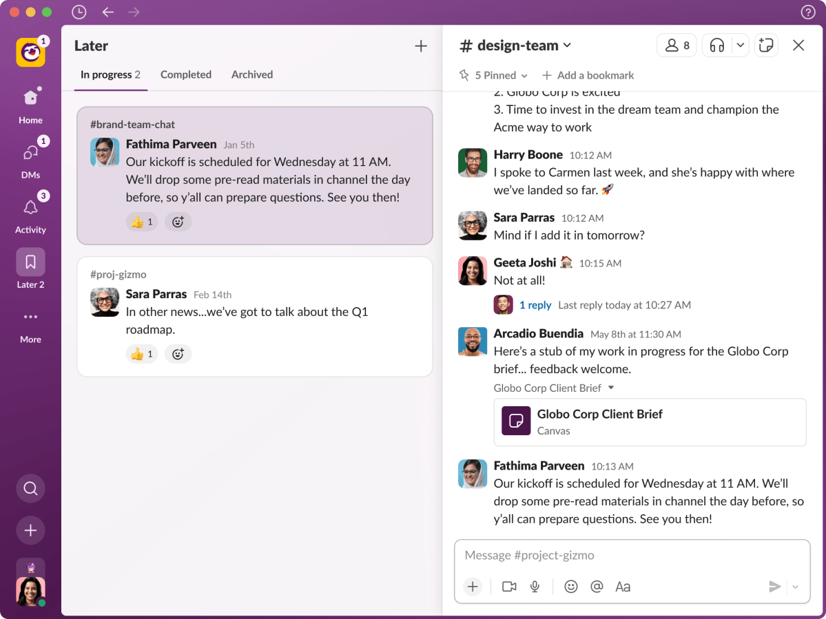 Slack UI later