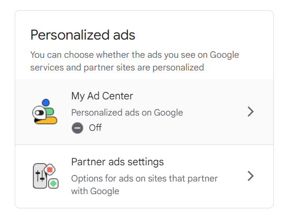 Personalized ads chrome