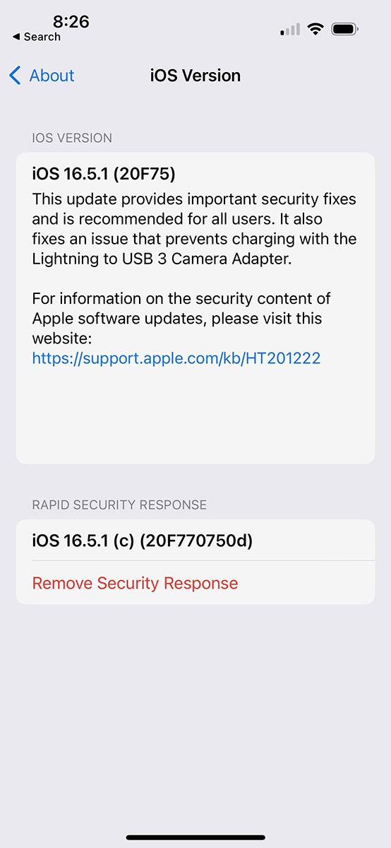 Как удалить Rapid Security Response на iPhone