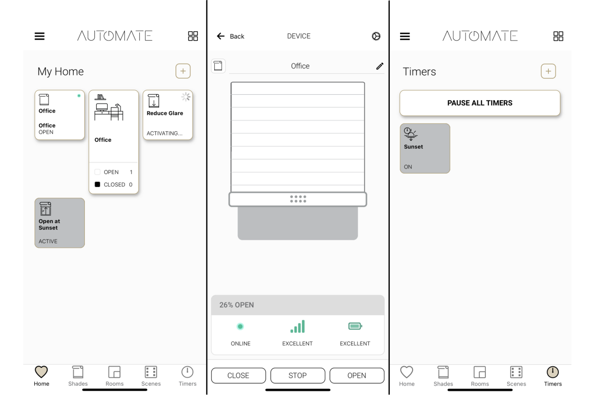 Rolli Motorized Shade mobile app