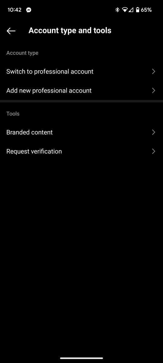 Instagram page showing request verification option