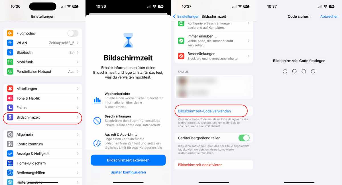 Bildschirmzeit Pasccode