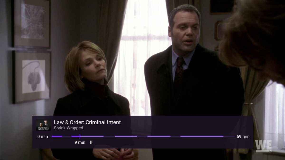 Channels DVR playback of Law & Order with commercial breaks marked