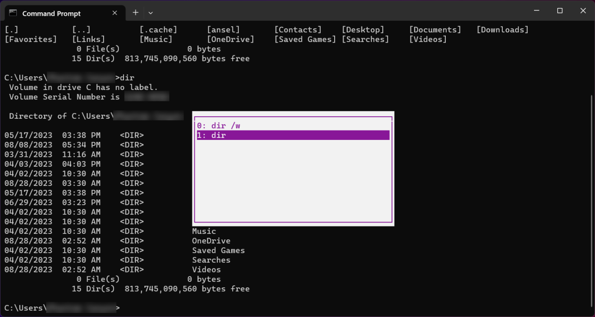 Command Prompt history