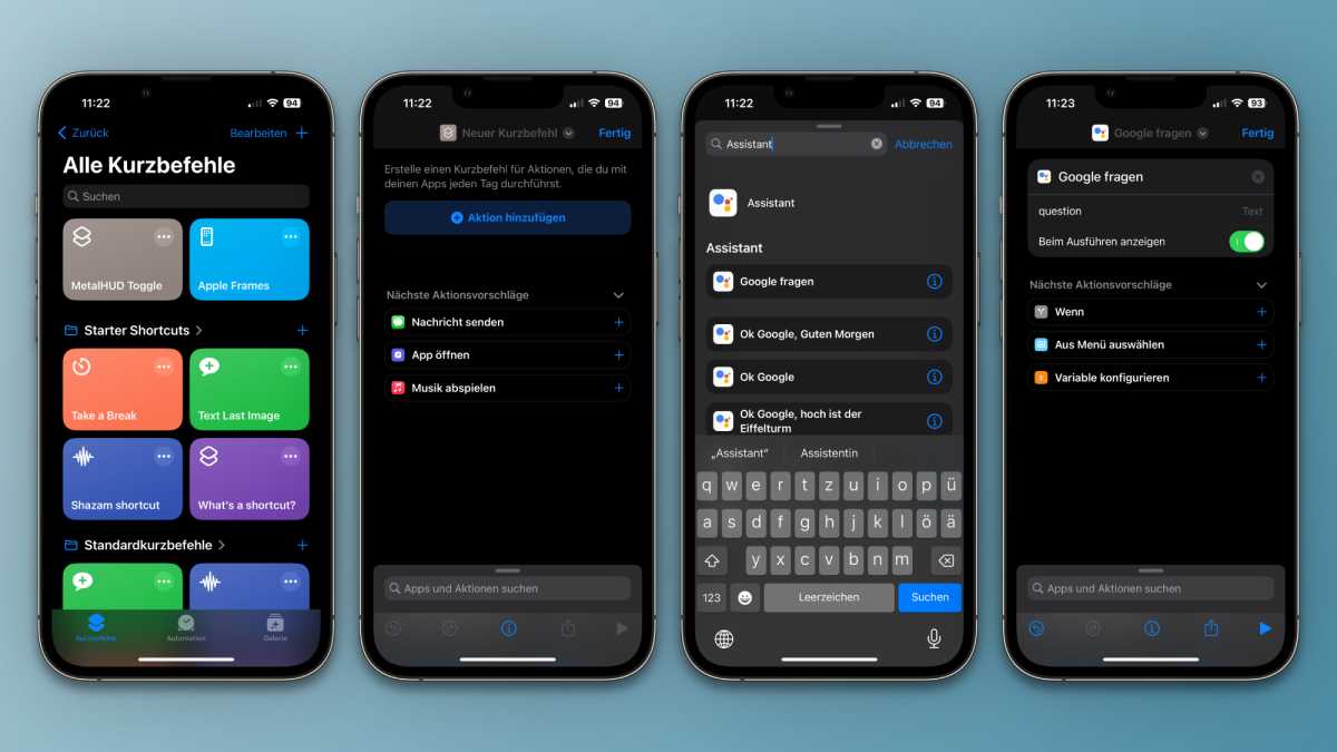 Einrichtung des Kurzbefehls für Google Assistant auf dem iPhone