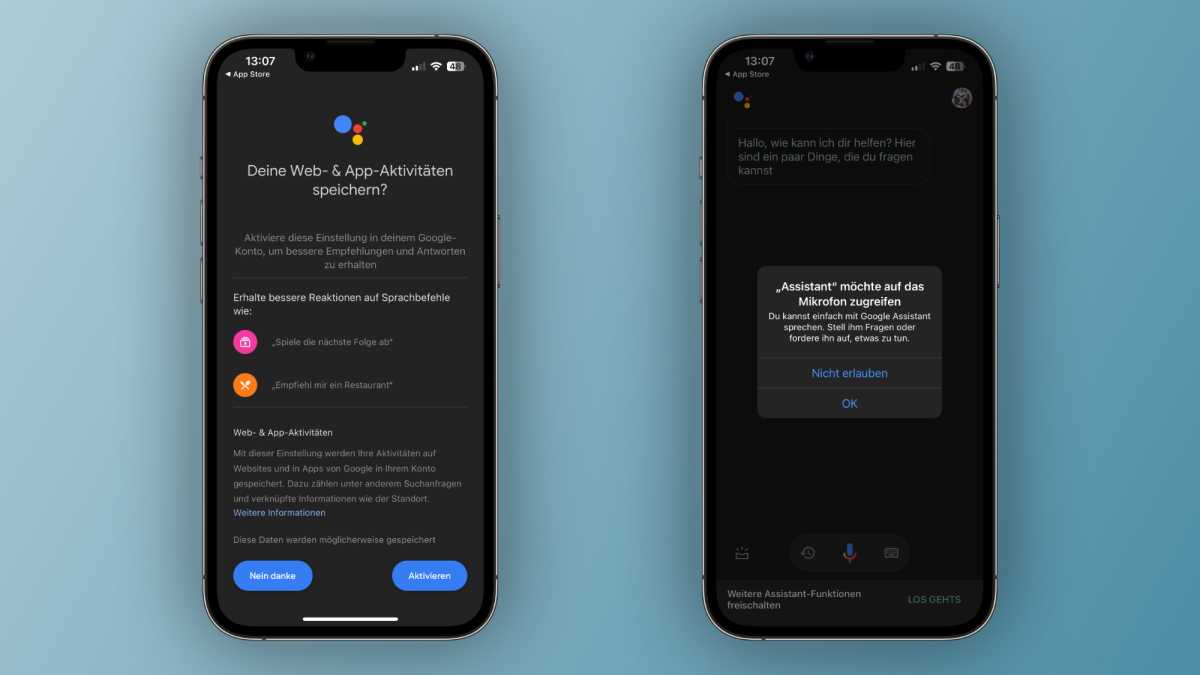 Google Assistant auf dem iPhone bittet um Berechtigungen