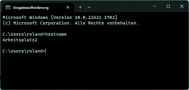 Kommandozeile hostname