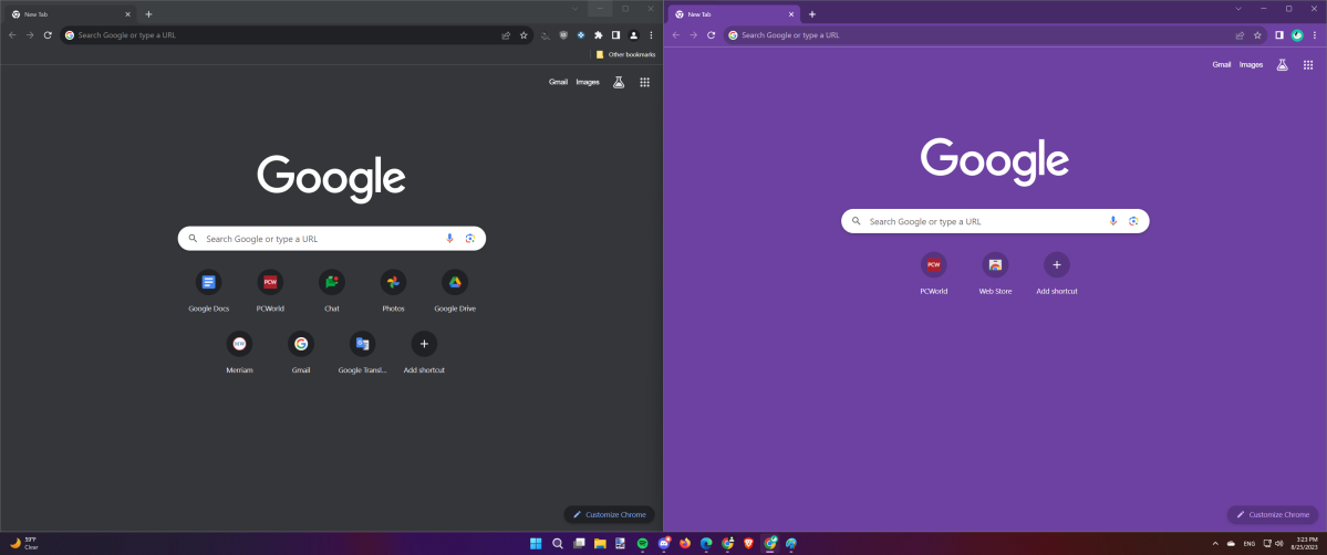 Two separate instances of Google Chrome in Windows 11